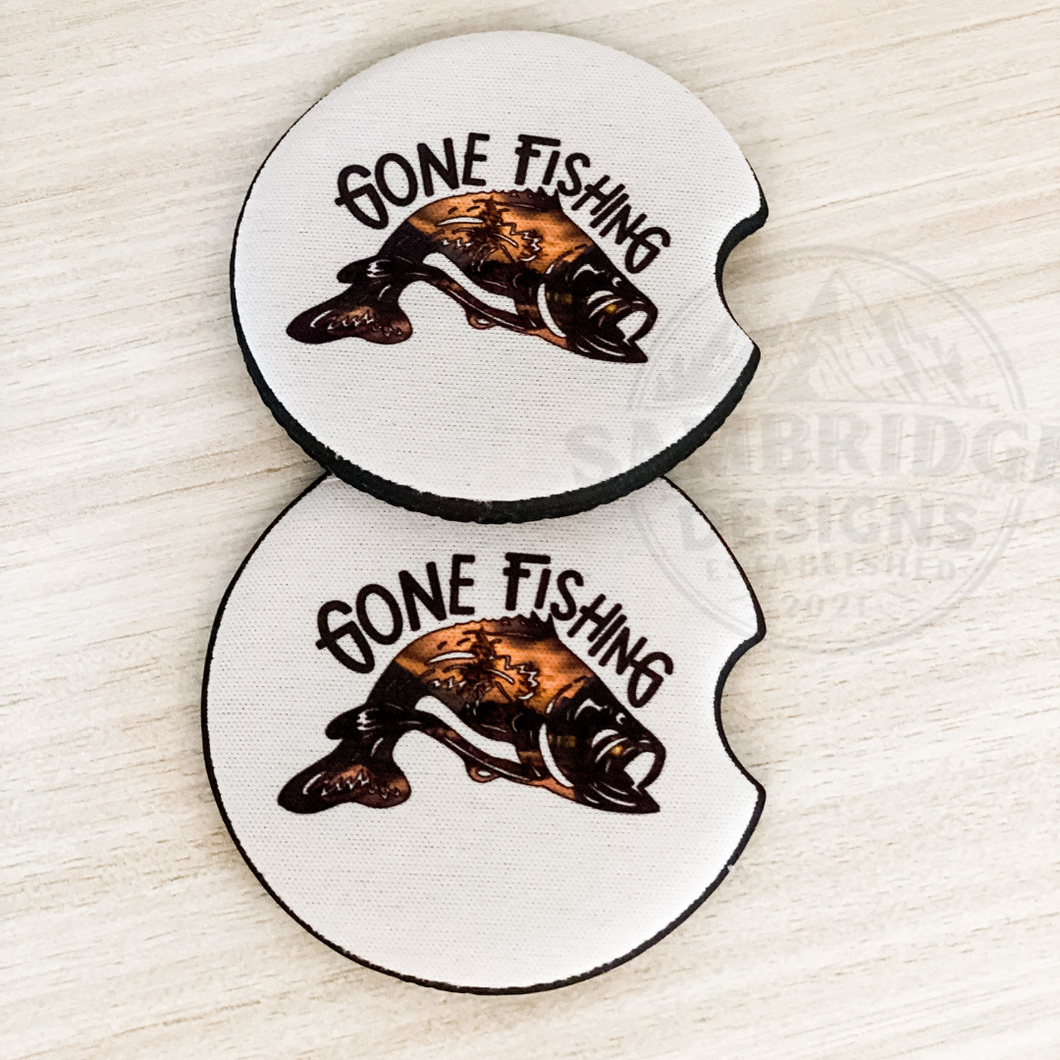 Gone Fishing Car Coaster Set